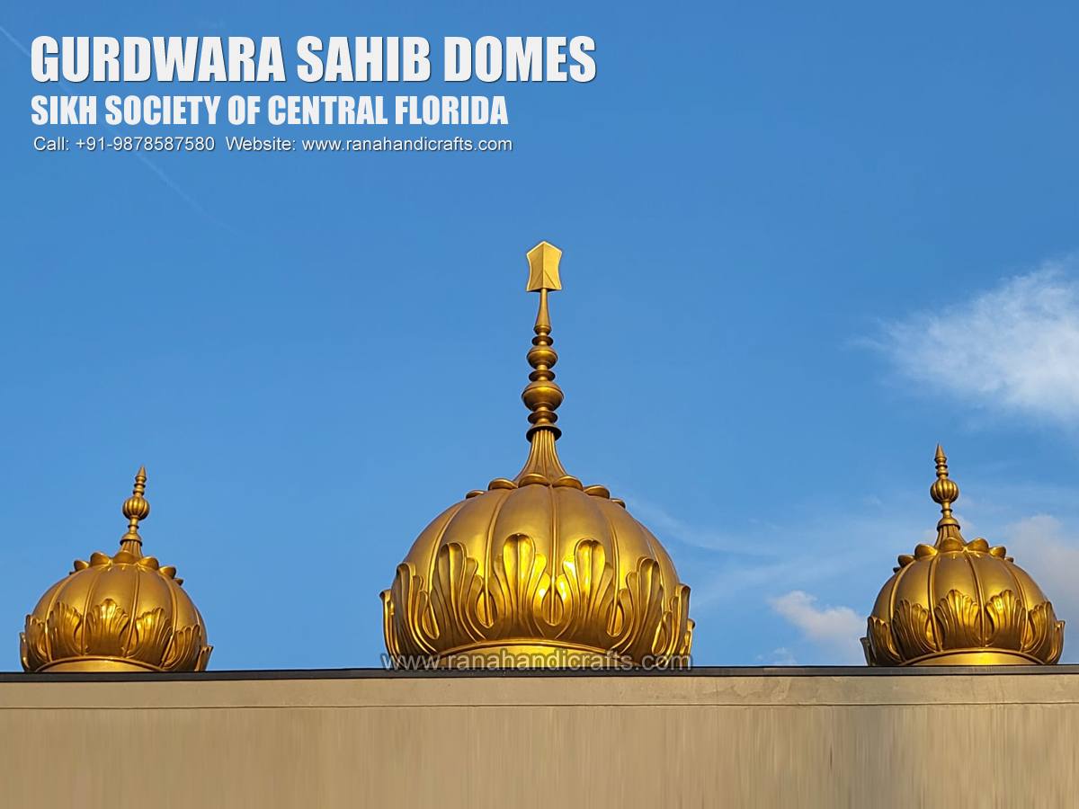 3 Gurdwara Domes at Sikh Society for Central Florida (USA)