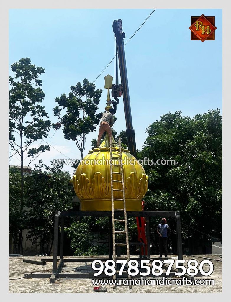 Installing beautiful 9ft dome at a Gurdwara Sahib in Maharashtra and Erecting Khanda on Top