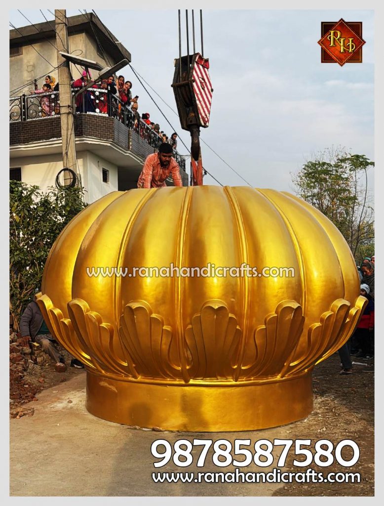 Lifting a Beautiful 12ft Gurdwara Sahib Dome at a Village Near Hoshiarpur