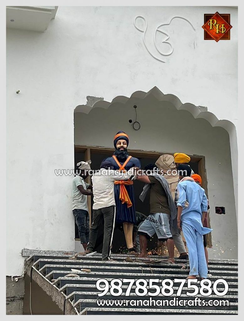 Beautiful Sculpture of a Khalsa Being Installed at a Gurdwara Sahib in Mukerian