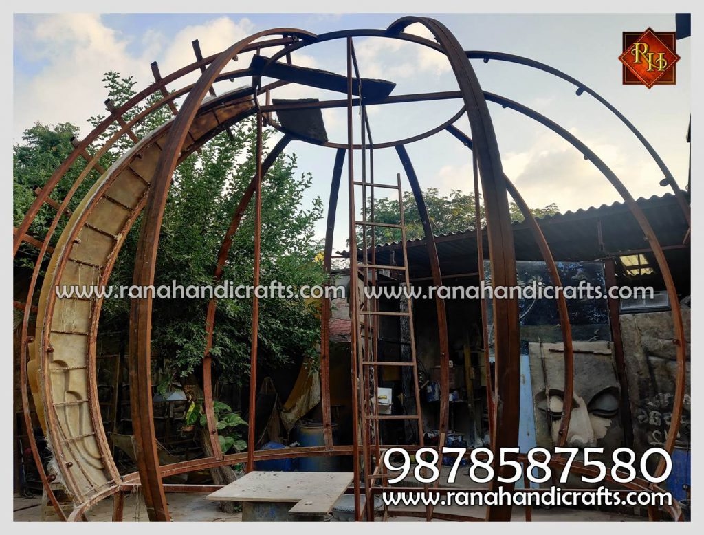 A Massive 20 Foot Dia Gurdwara Sahib Dome MS Frame Structure Being Erected for Malaysia