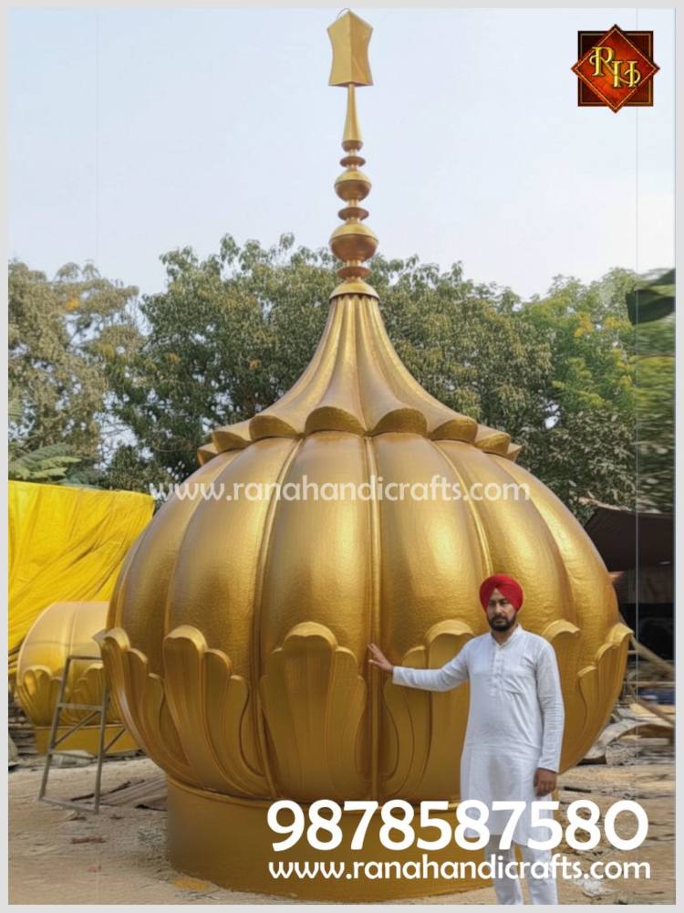 Golden Coloured14 foot Diameter Gurdwara Gumbad Ready for Gurdwara Sahib in Utah (USA) - Edited Using GeminiAI