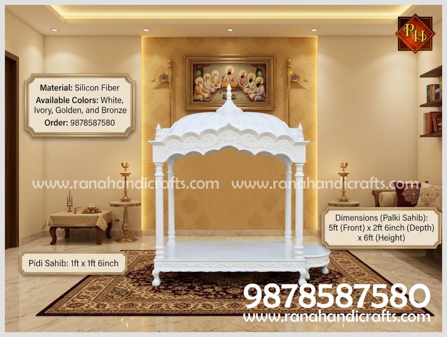 Beautiful Palki Sahib Design in Bright White Colour - HM03 for Sikh House