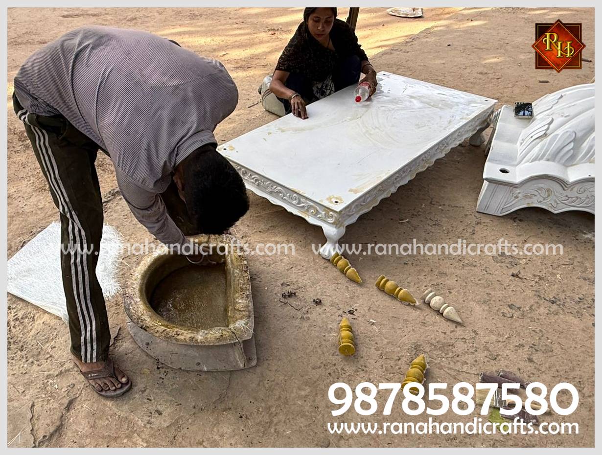 Manufacturing process of HM-03 Palki Sahib showing the base platform and decorative finials.