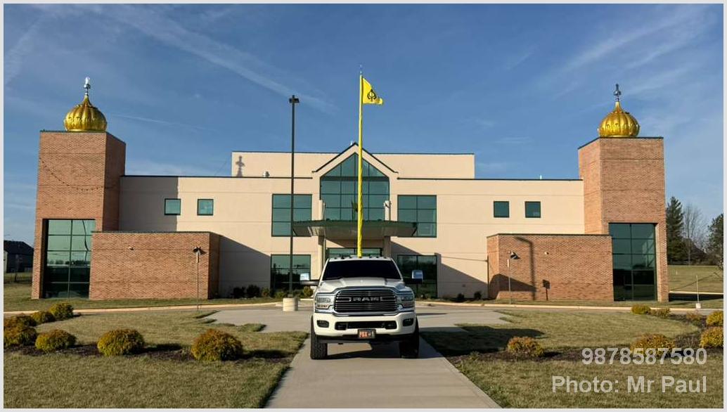 Front View of Midwest Sikh Gurudwara, Kansas City (USA) with Domes: Photo: Mr Paul
