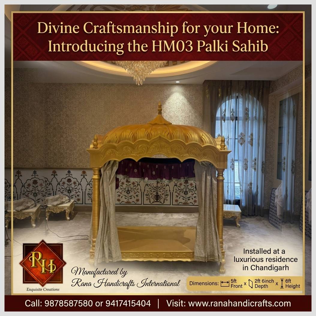 Devine Palki Sahib Design for Home HM03 for a Residence in Chandigarh (UT). Image digitally enhanced by Gemini AI for maximum detail.