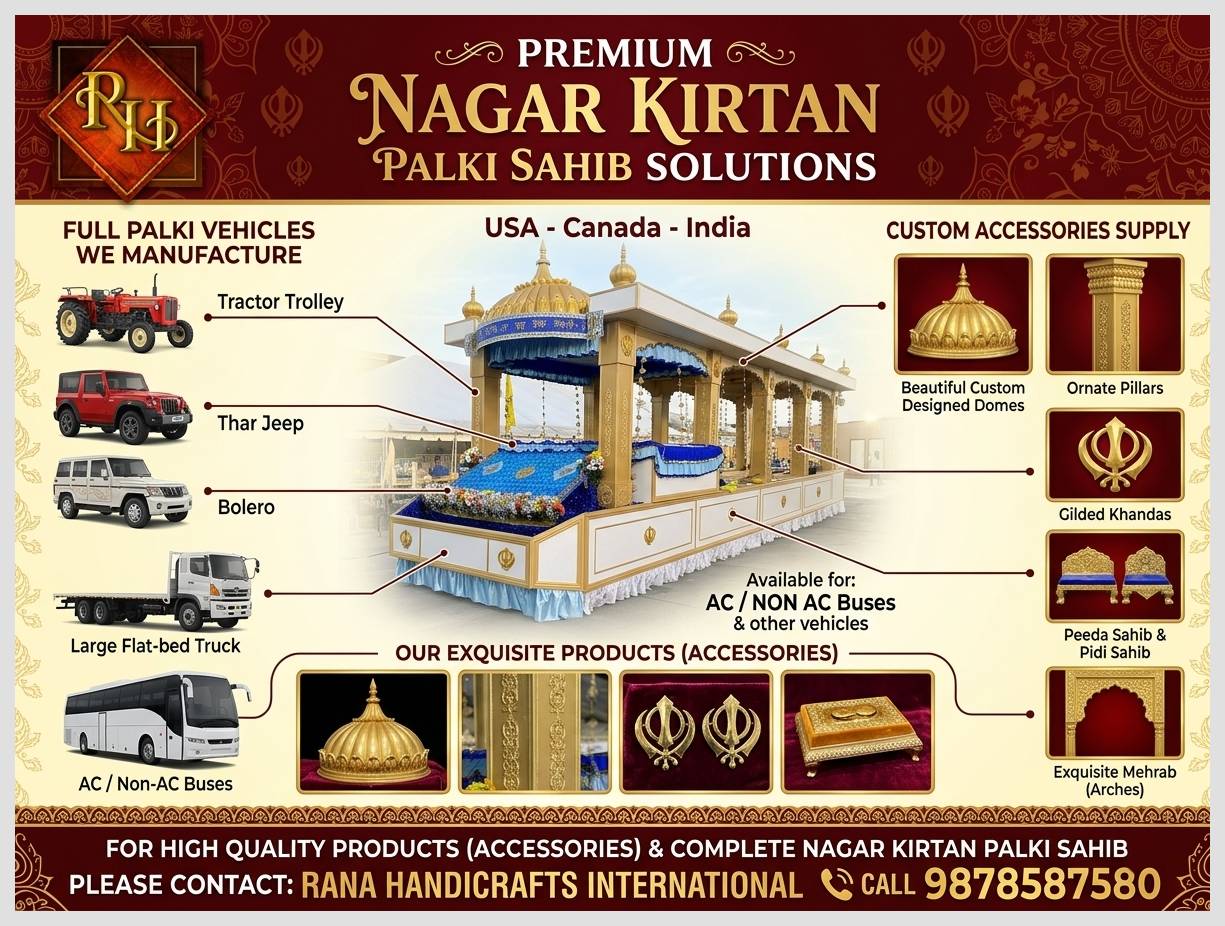 Manufacturing / Assembling Nagar Kirtan Palki Sahib for Various Types of Trucks, Trailers, Trolleys, Bolero, Tractors by Us at the Best Price Possible in India and Overseas - Enhanced using Gemini AI