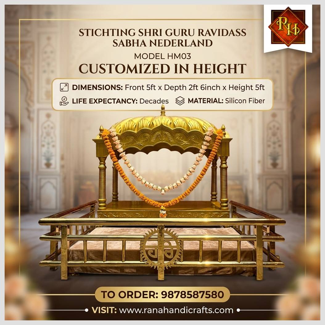 Made a Beautiful Palki Sahib HM03 (5ft Front x 2ft 6inch Depth x 5ft Height) for Gurdwara Sahib in Europe - Enhanced using Gemini AI
