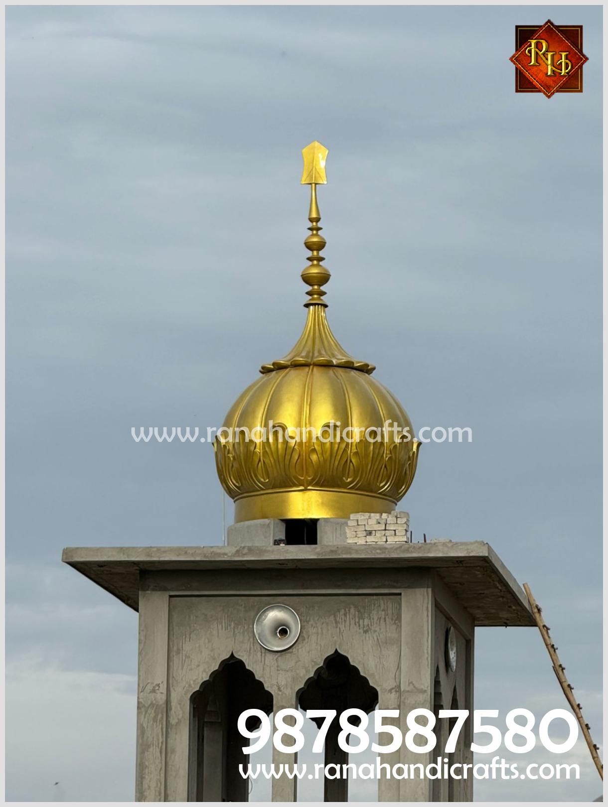 Side view of the golden Gumbad showing the MS frame reinforcement and golden finish.