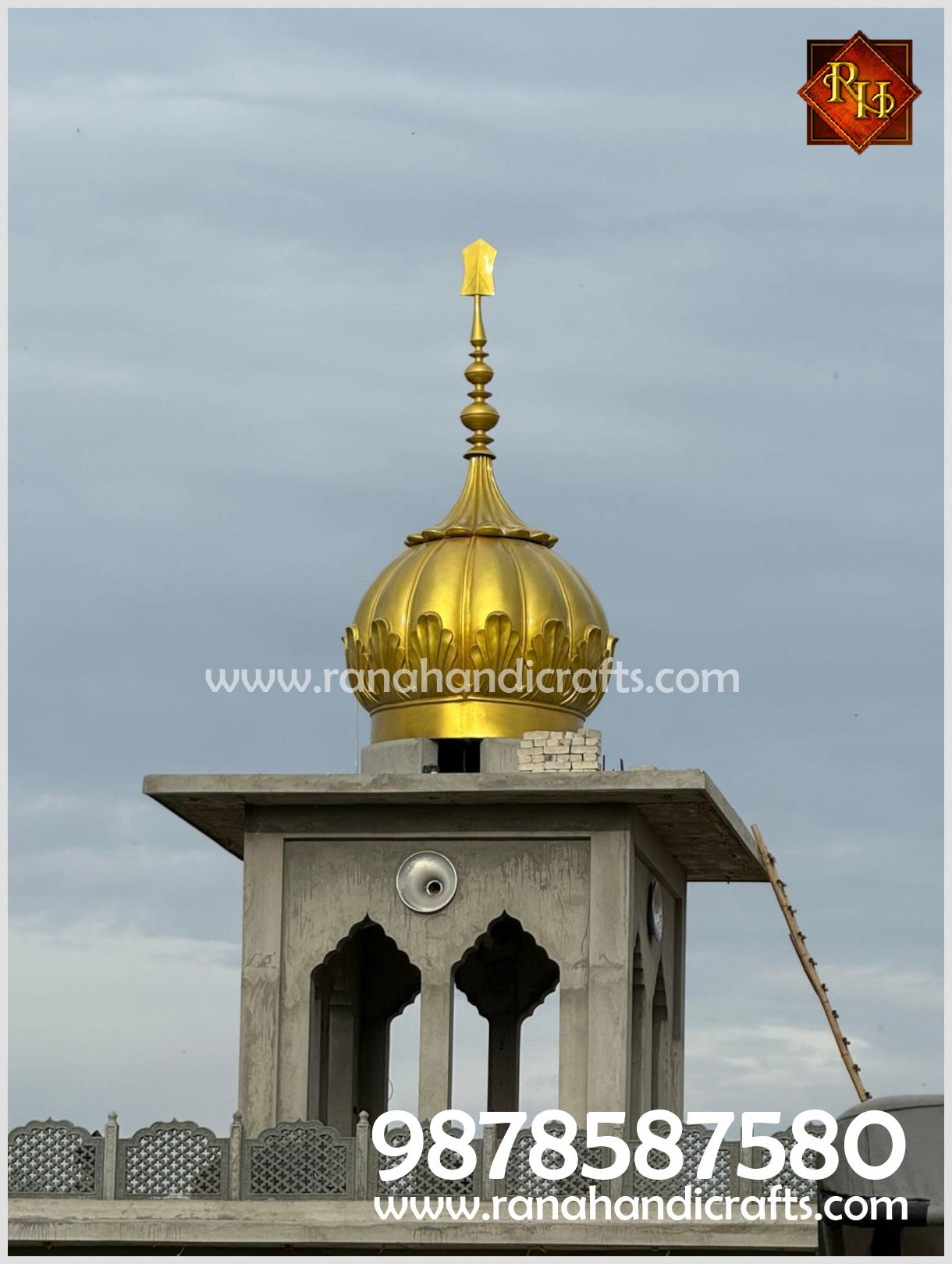 High quality golden silicon fiber dome for Gurdwara with multilayered structure.