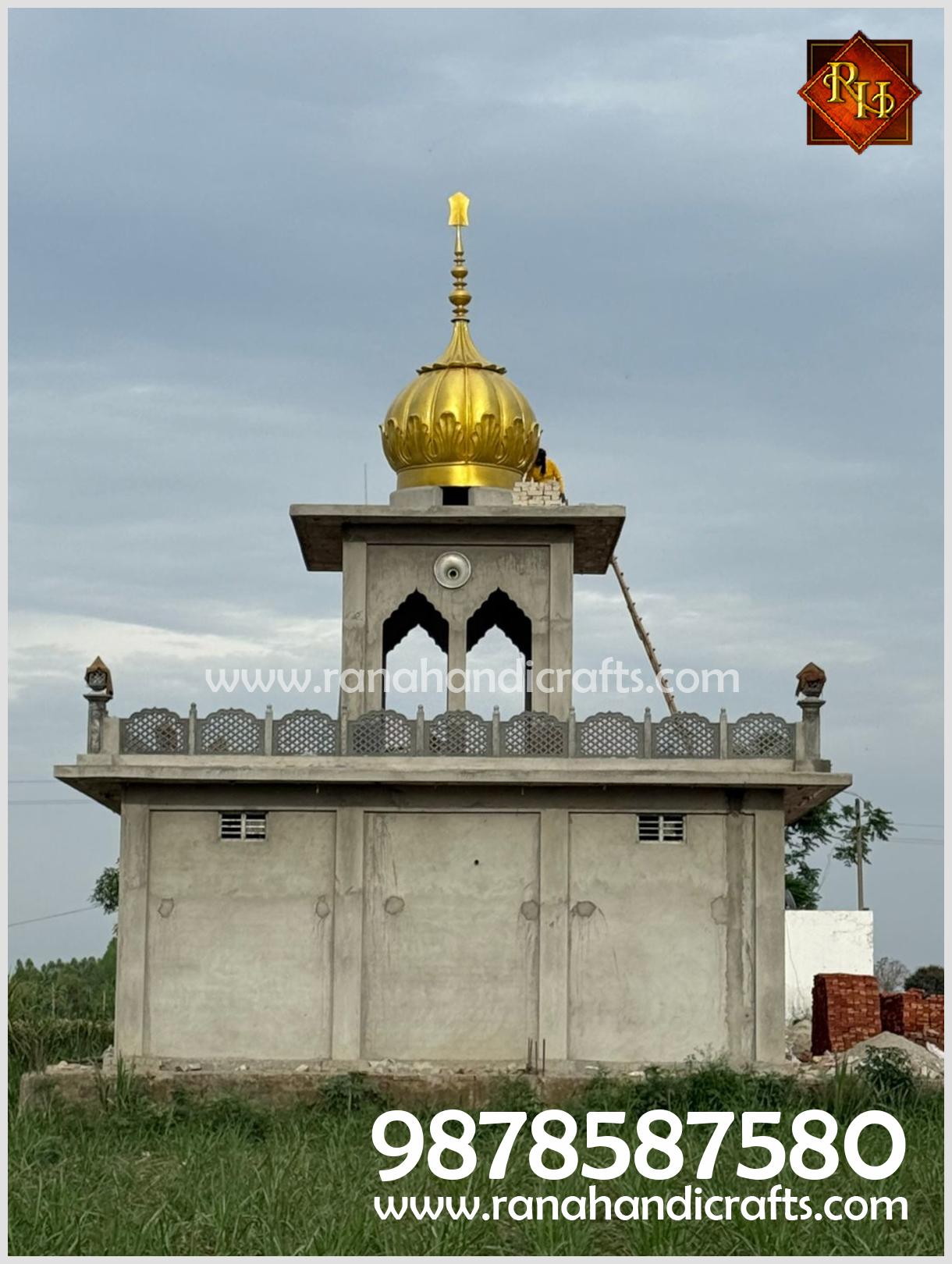 Front elevation of Gurdwara Sahib in Todarpur featuring the new golden dome.