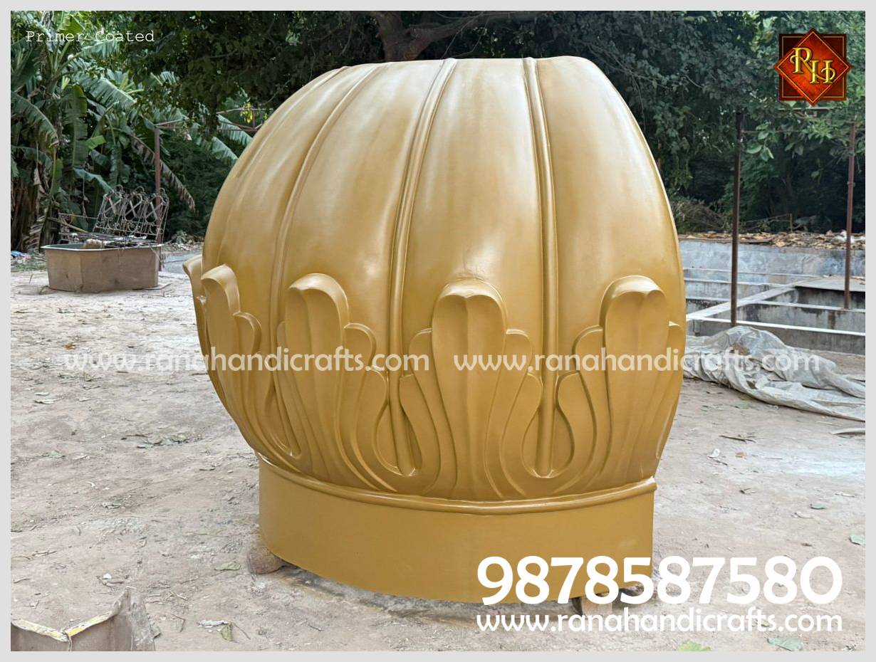 Half Section of the 9ft Gurdwara Sahib Dome Being Sun Dried Before it Goes through Golden Paint Work