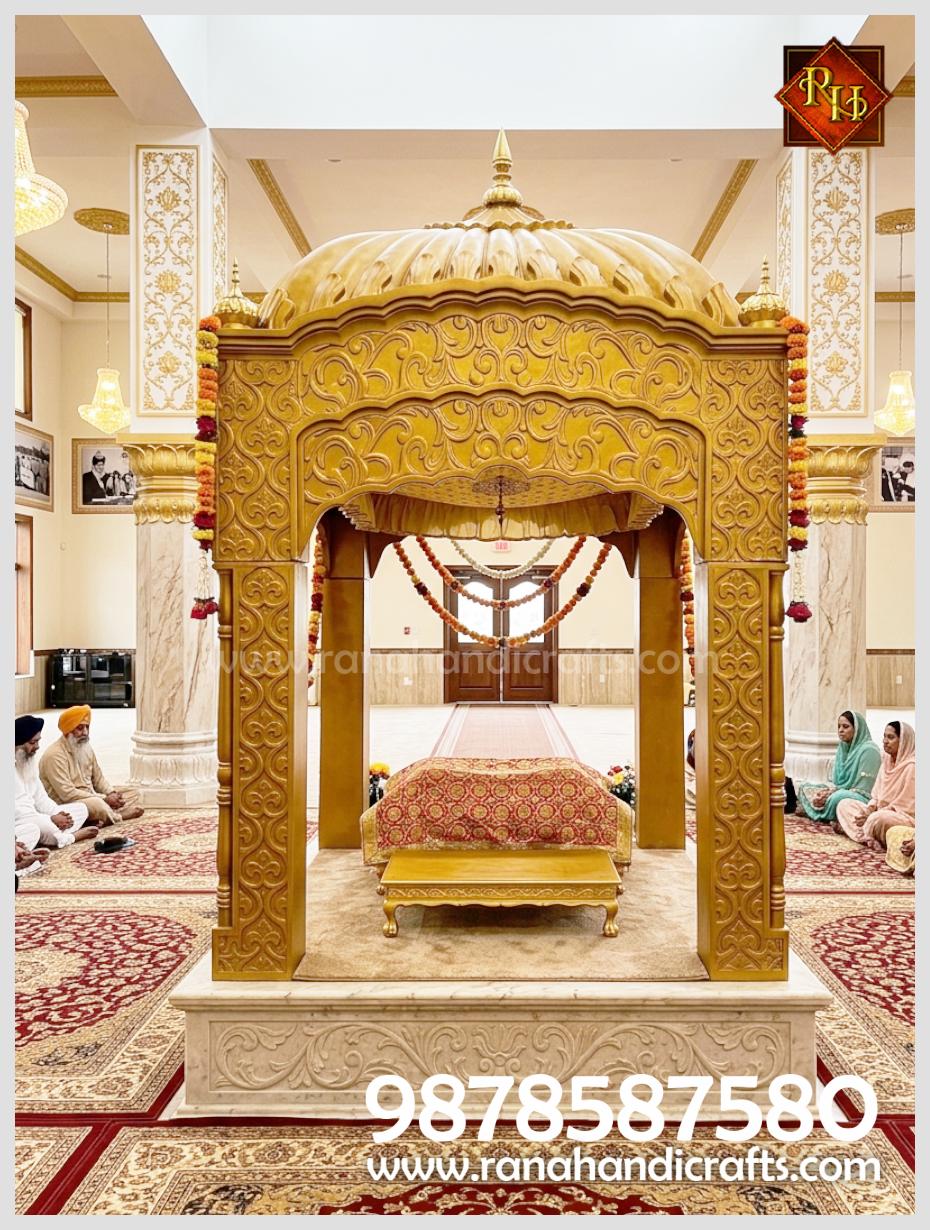 Golden Coloured Palki Sahib PK13 Prepared for Shri Nankana Sahib Gurdwara in Pakistan - (Original Picture Edited using Gemini)