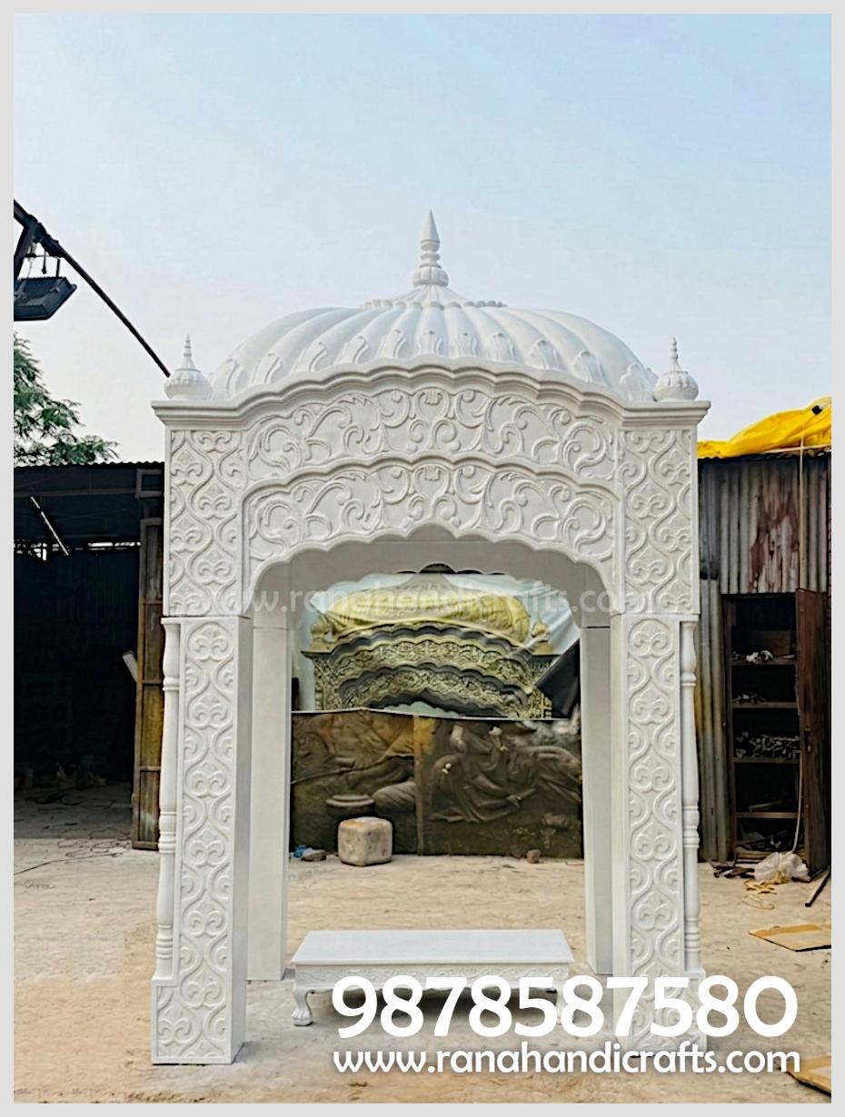 White Coloured Palki Sahib PK13 Prepared for Gurdwara Sahib in London - UK (Original Picture Edited using Gemini)