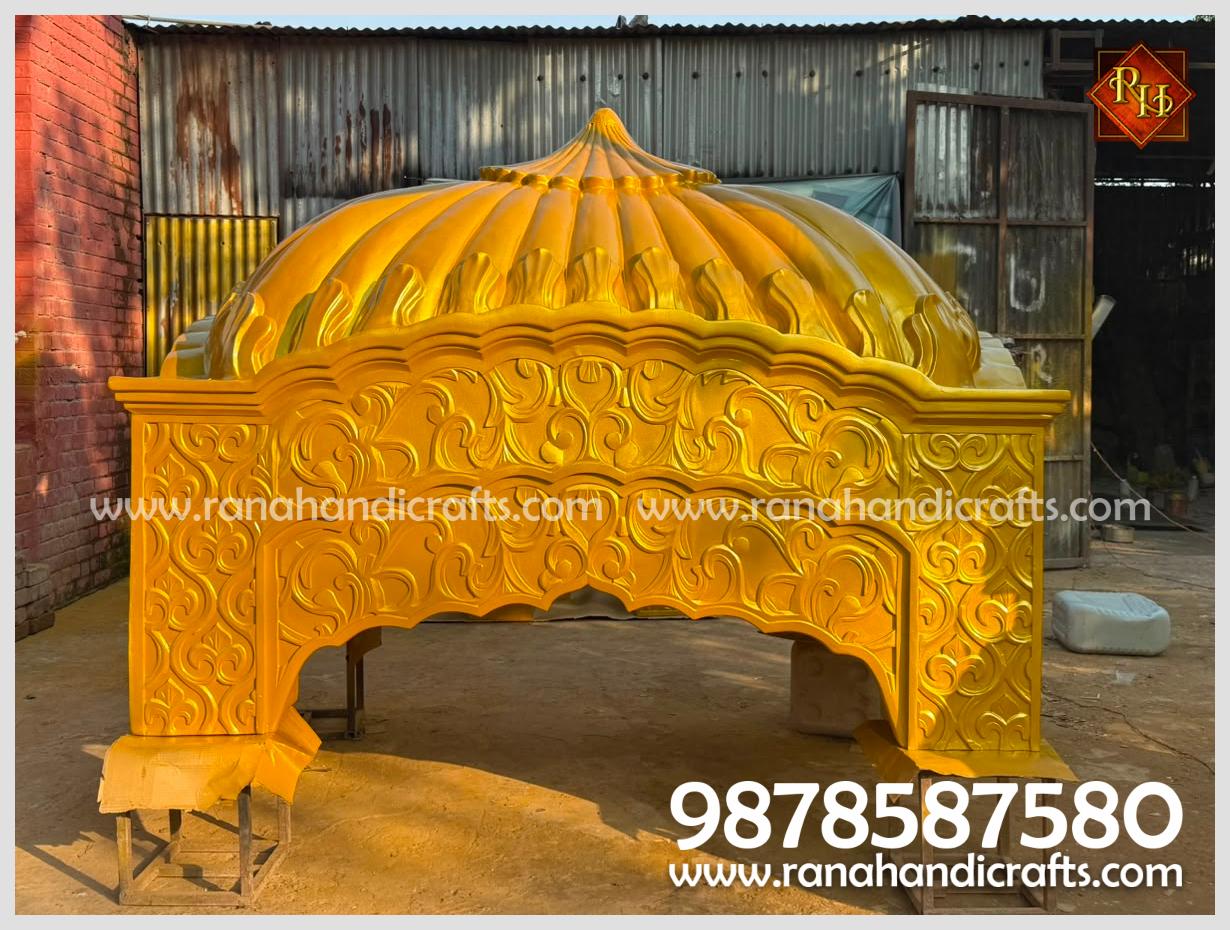 Completed Palki Sahib dome finished in a brilliant golden colour for Palki Sahib for Shri Nankana Sahib