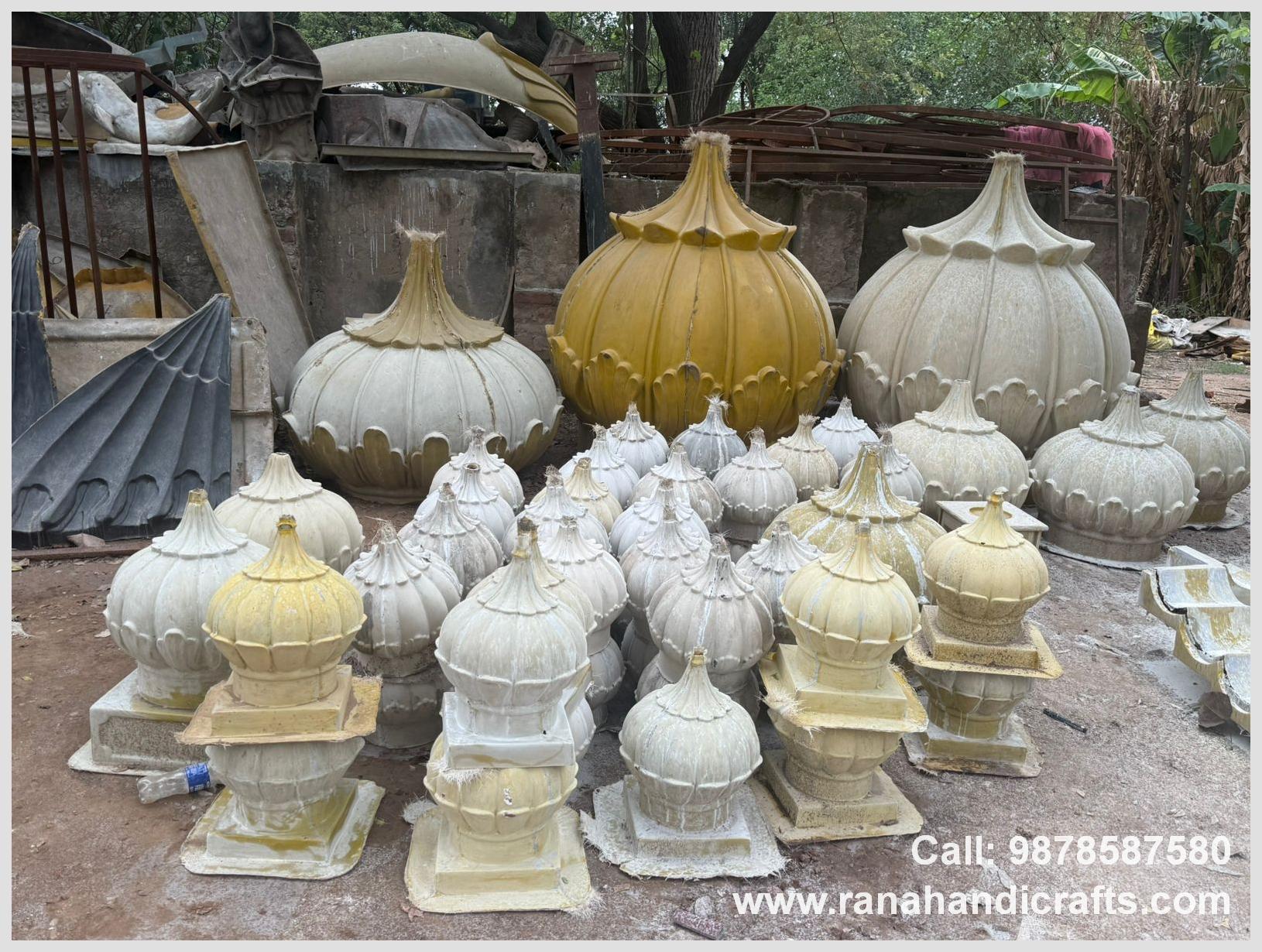 Various sizes of domes and Palki Sahib components being crafted by Rana Handicrafts International using high quality silicon fiber