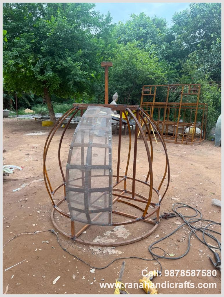 Completed metal frame structure for a 6ft dome by Rana Handicrafts International using high quality silicon fiber