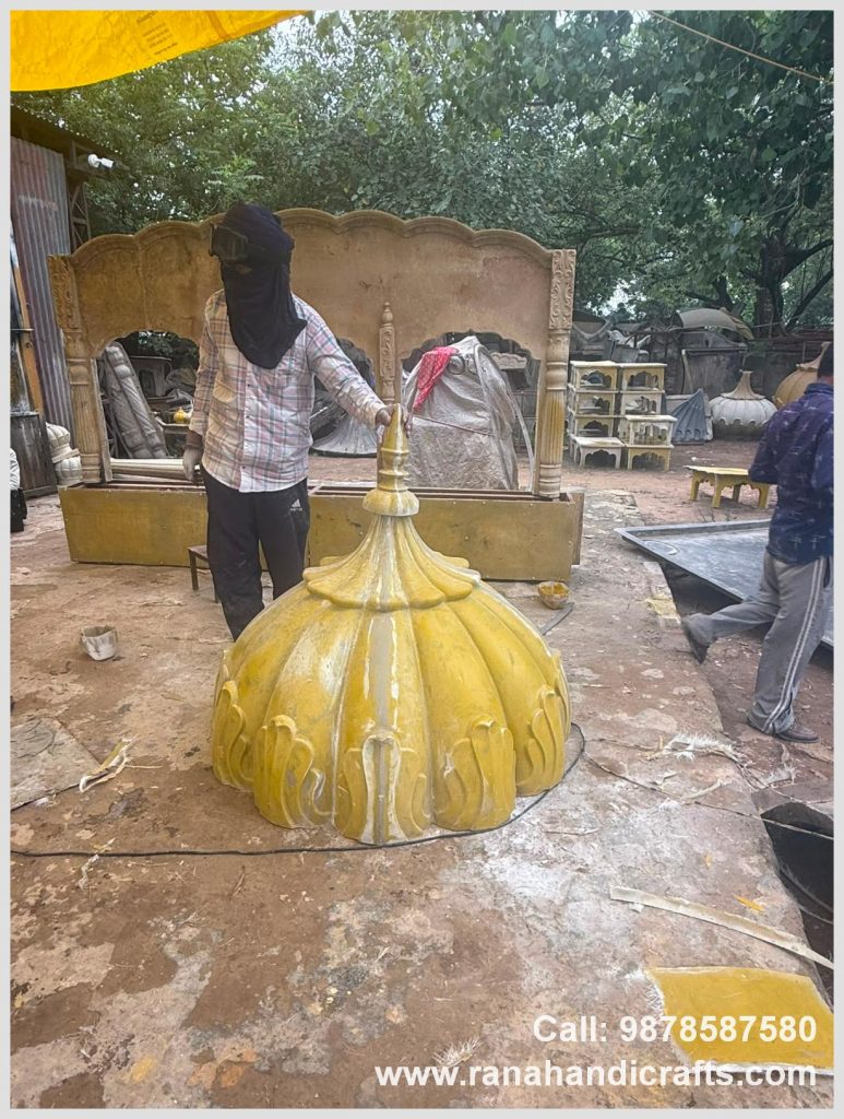 3ft dome for a Palki Sahib being crafted by Rana Handicrafts International using high quality silicon fiber
