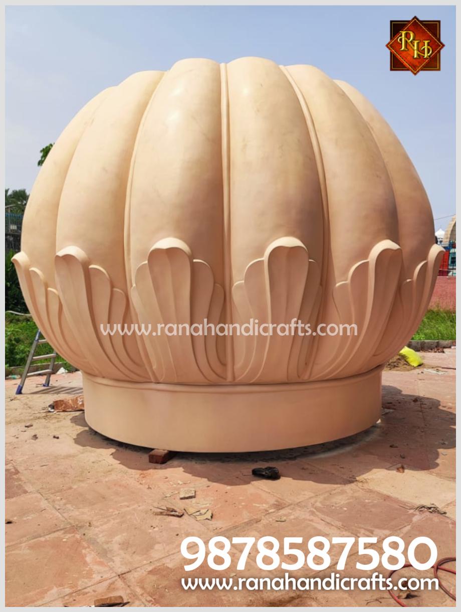 Completed 14ft diameter dome manufactured by Rana Handicrafts International for the Sikh Library at Patna Sahib, Bihar, shown on-site before installation