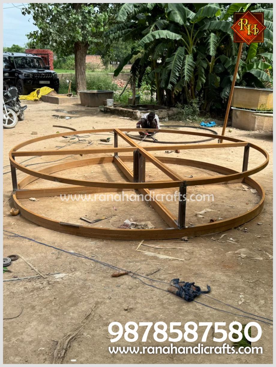 Welded metal base structure built by Rana Handicrafts International for the 14ft diameter dome of the Sikh Library in Patna Sahib, Bihar.
