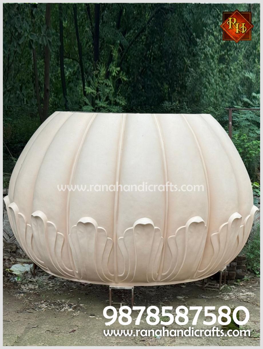 Main body unit of the dome of the 14ft diameter dome with decorative petal base during manufacturing by Rana Handicrafts International for the Patna Sahib project.