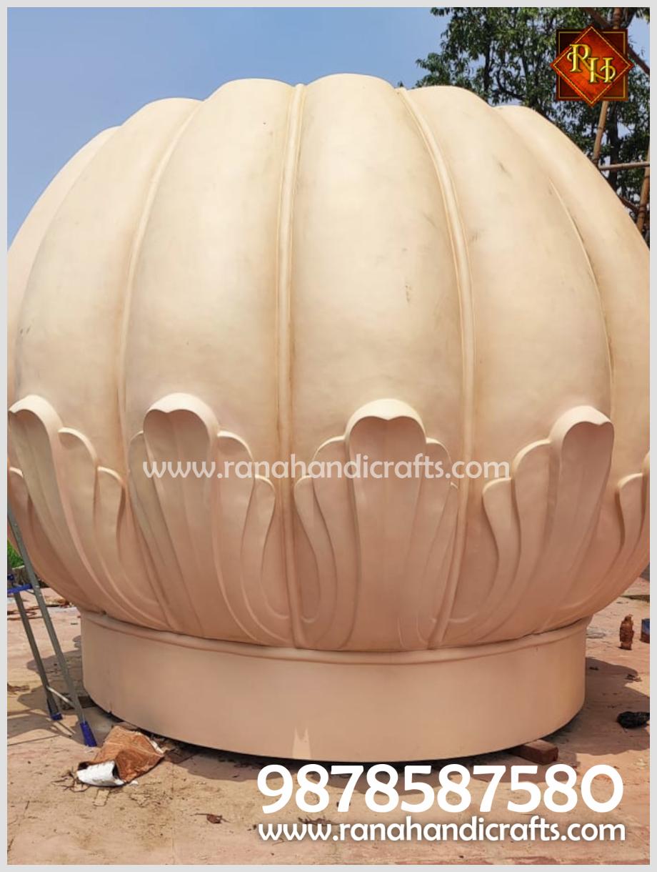 Close-up of the completed 14ft diameter dome showing its fluted design and craftsmanship by Rana Handicrafts International.