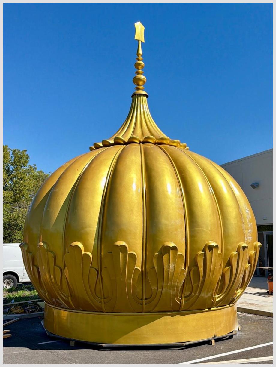 20ft Diameter Gumbad Manufactured and Supplied to Sikh Satsang of Indianapolis (USA)