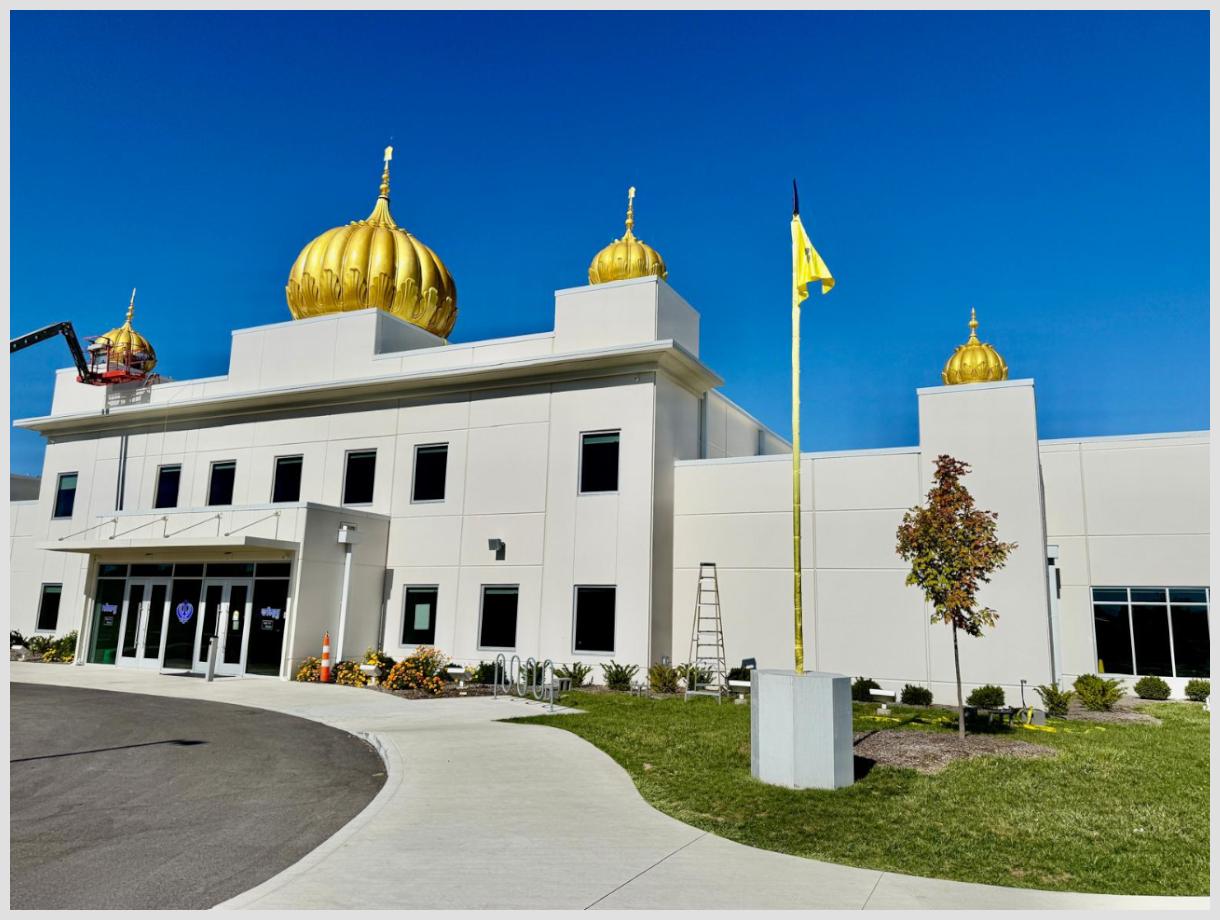 20ft Dome and 9ft Domes Installed at Sikh Satsang of Indianapolis: Photo Courtesy Harpreet Singh Sandhu Ji